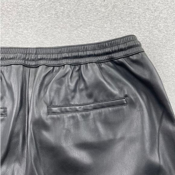 MANGO Womens Faux Leather Pants Large Black Tapered Leg Drawstring Waist Pull On - Picture 10 of 16